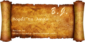 Bogáts Janka névjegykártya
